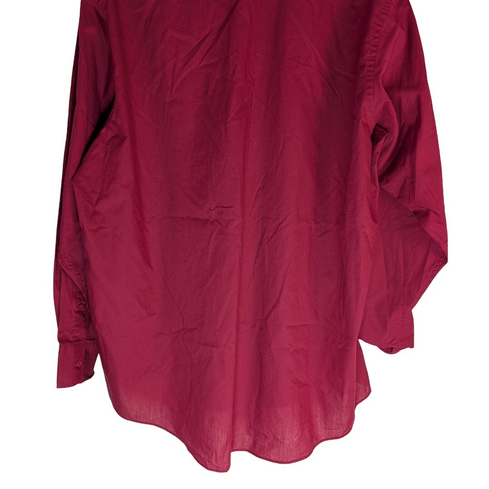 Pierre Cardin Button Down Shirt Mens 17.5 34/35 Burgundy Long Sleeve Collared - Picture 8 of 13